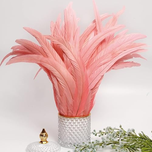 Miniatura 5 de THARAHT 20 plumas de cola de coque de gallo, naturales a granel, 16-18 pulgadas, 15.7-17.7 in, para manualidades, boda, atado de moscas, actuaciones