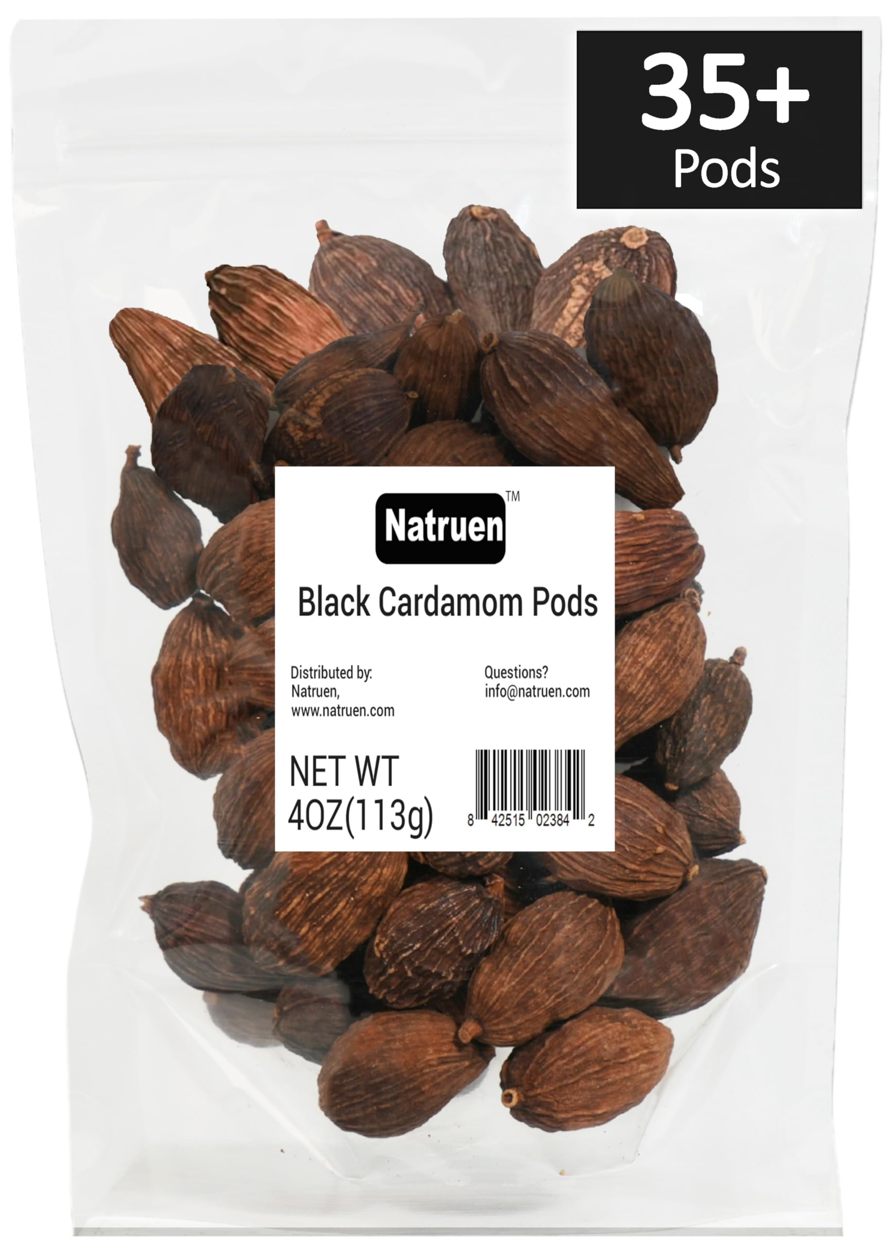 Natruen Black Cardamom Pods Whole (Tsao Ko) 4 Ounces, Approx 35 Pods, Cao Guo, All Natural, Non-GMO Spice