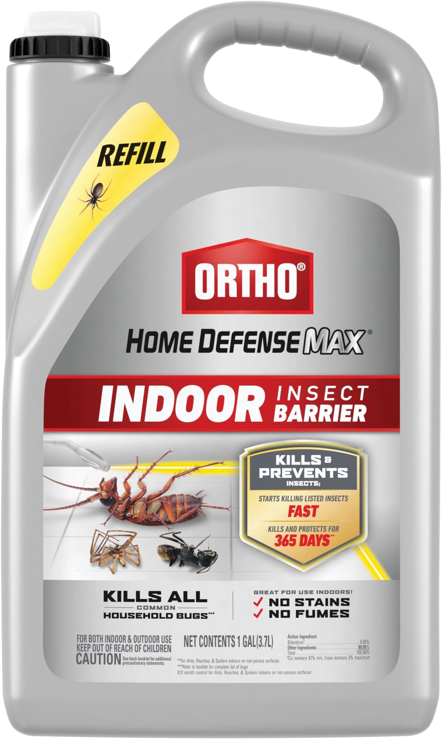 Home Defense Max Indoor Insect Barrier Refill - Bug Killer Spray Refill, Kills Ants, Roaches, Spiders, Fleas and Ticks, 1 gal.