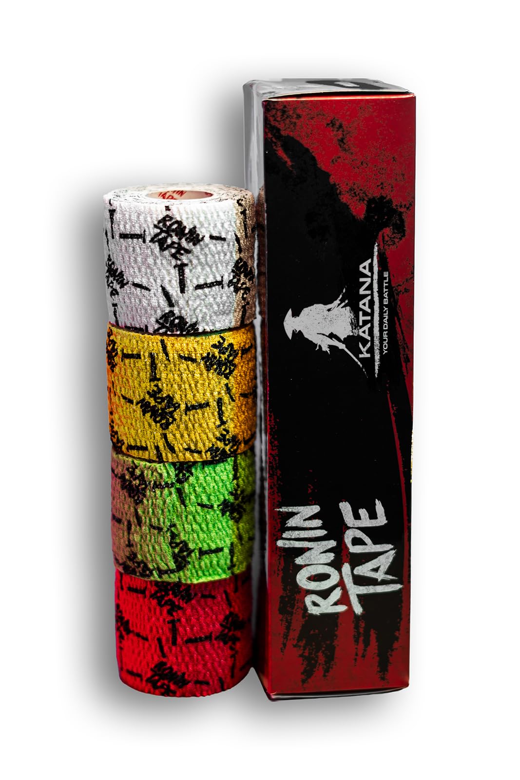 RoninTape® Katana Tape Elastico per Pollici e Dita Grip Estremo per Hook Grip wod e Sollevamento Pesi Ultra Resistente Antisudore Ipoallergenico Confezione da 4 Nastri