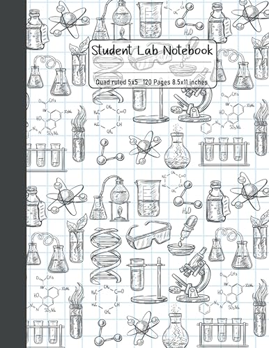 student lab notebook chemistry,Quadrille Ruled, 5 Squares per Inch,experiment notebook,laboratory notebook graph paper,Science Student Research ... quad ruled notebook, graph paper ,120 pages