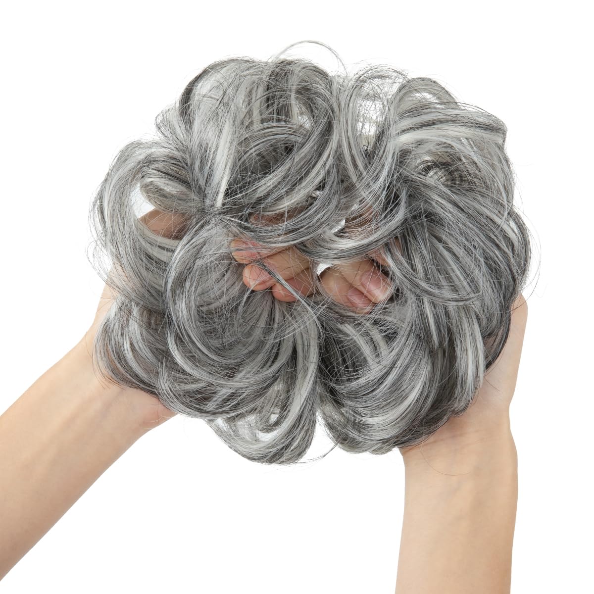 SARLA Messy Hair Bun Hair Piece for Womens Synthetic Hair Buns Extension Scrunchies Hairpieces Ponytail Hair Extensions Dark Grey - Image 2