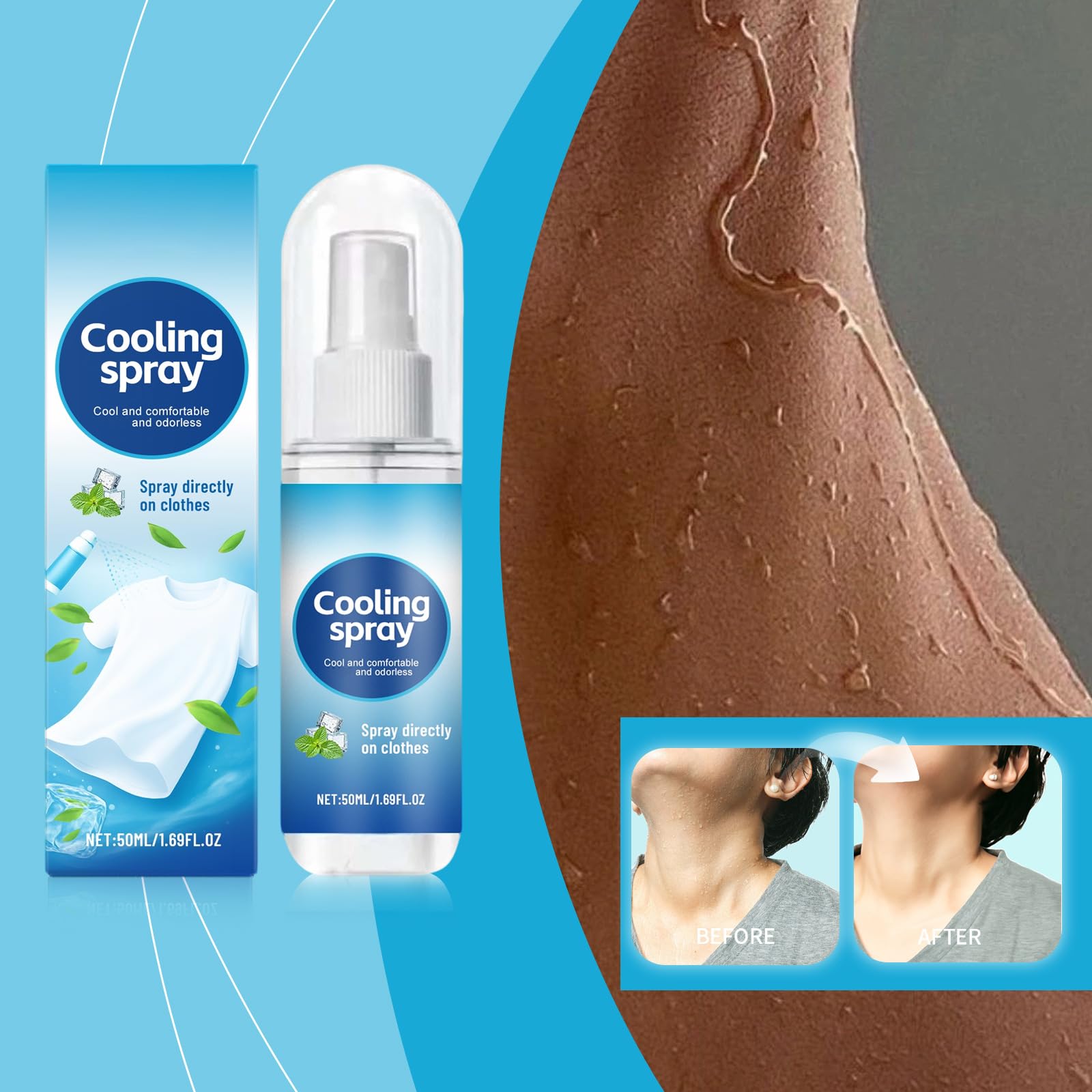 Kühlendes Spray für Gesicht und Körper, sommerlicher Kühlnebel (6pcs)