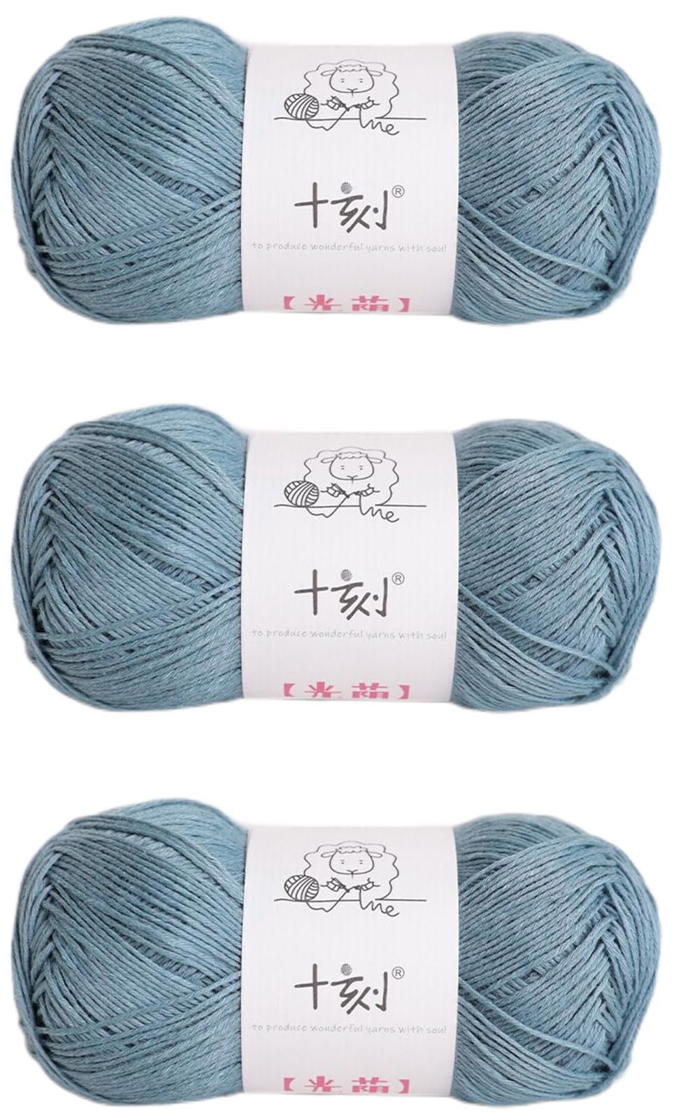 Linen Rayon Lyocell Blend Yarn, Superfine Fingering Weight (1), 150g/5.29oz (3 Strands, 50g/230yds per Strand)- 06 Blue Shadow
