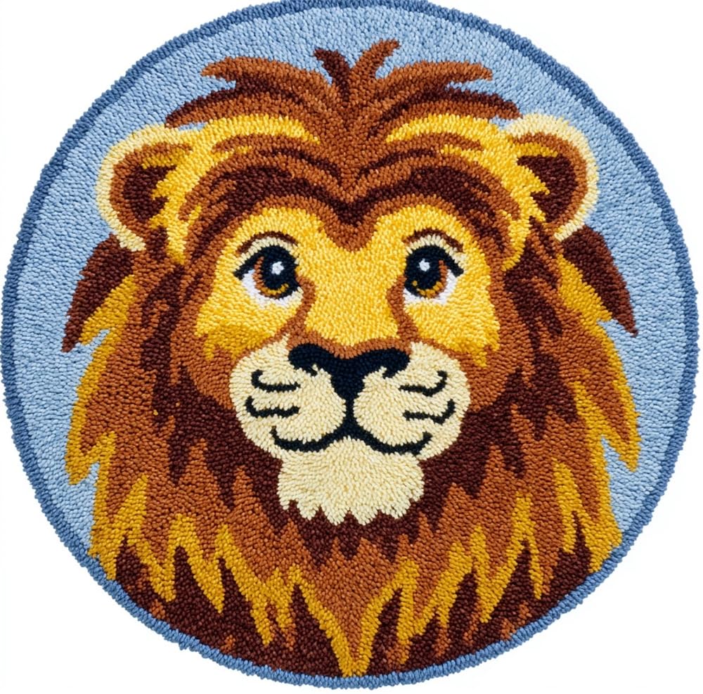 kitphoenix Latch Hook Kits for Adults, Wild Lion Head Brown