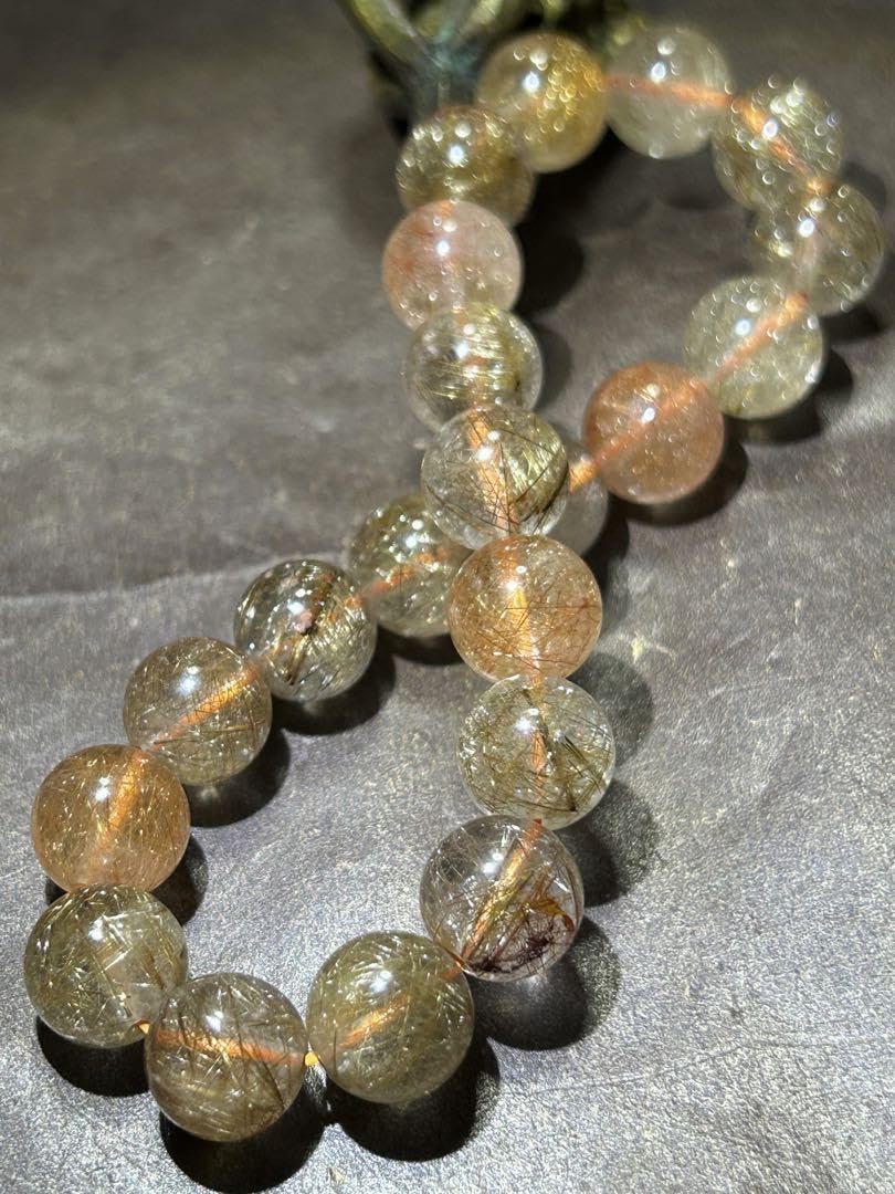 ☆別格高級品！来福開運宝珠⑦！極美！シルバー　ルチル　ブレス ☆別格高級品！来福開運宝珠⑦！極美！シルバールチルブレス-メガ