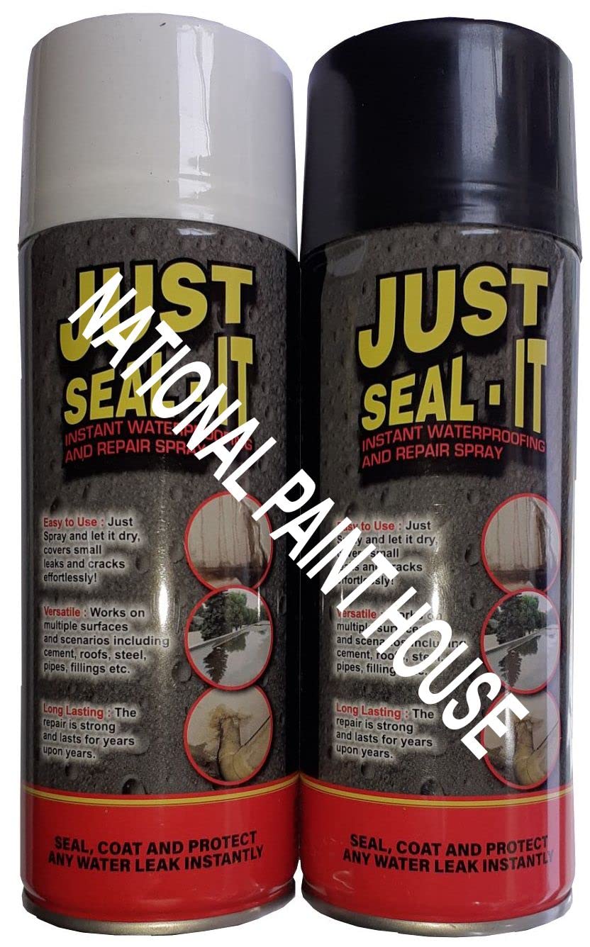 JUST Seal-IT seal n fix (THAILAND PRODUCT) Instant Waterproofing and Repair (Anti-Corrosion) BLACK AND WHITE SPRAY PACK OF 2