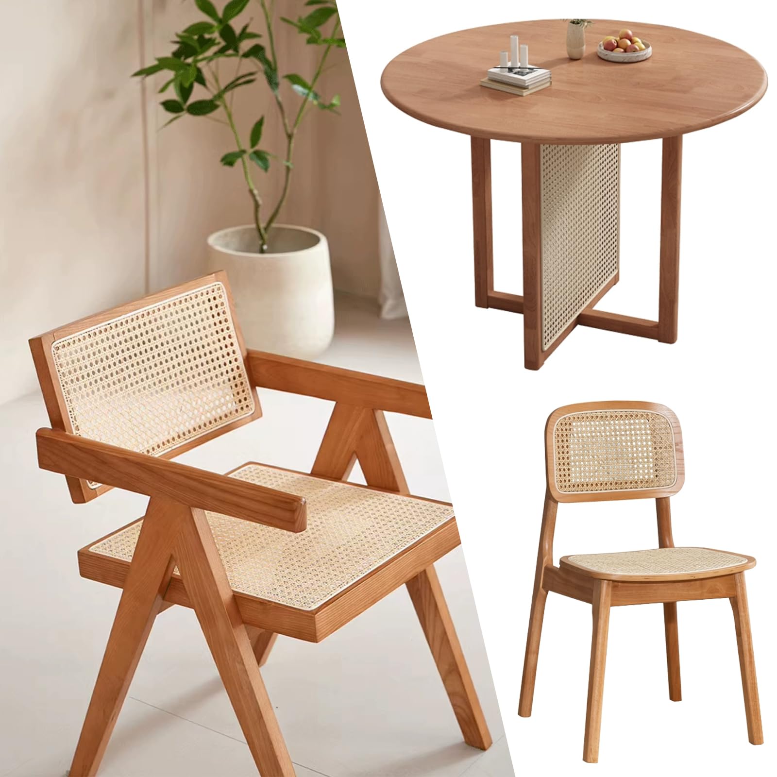 Rattan Geflecht, 35 x 100cm Schimmelfest Rattan Gurtband, Wiener Geflecht, Handgemachtes Rattan Kunsthandwerk für DIY Möbeldekoration, Wabengeflecht Stuhlflechtrohr, Flechtrohrgewebe, Heimdekoration