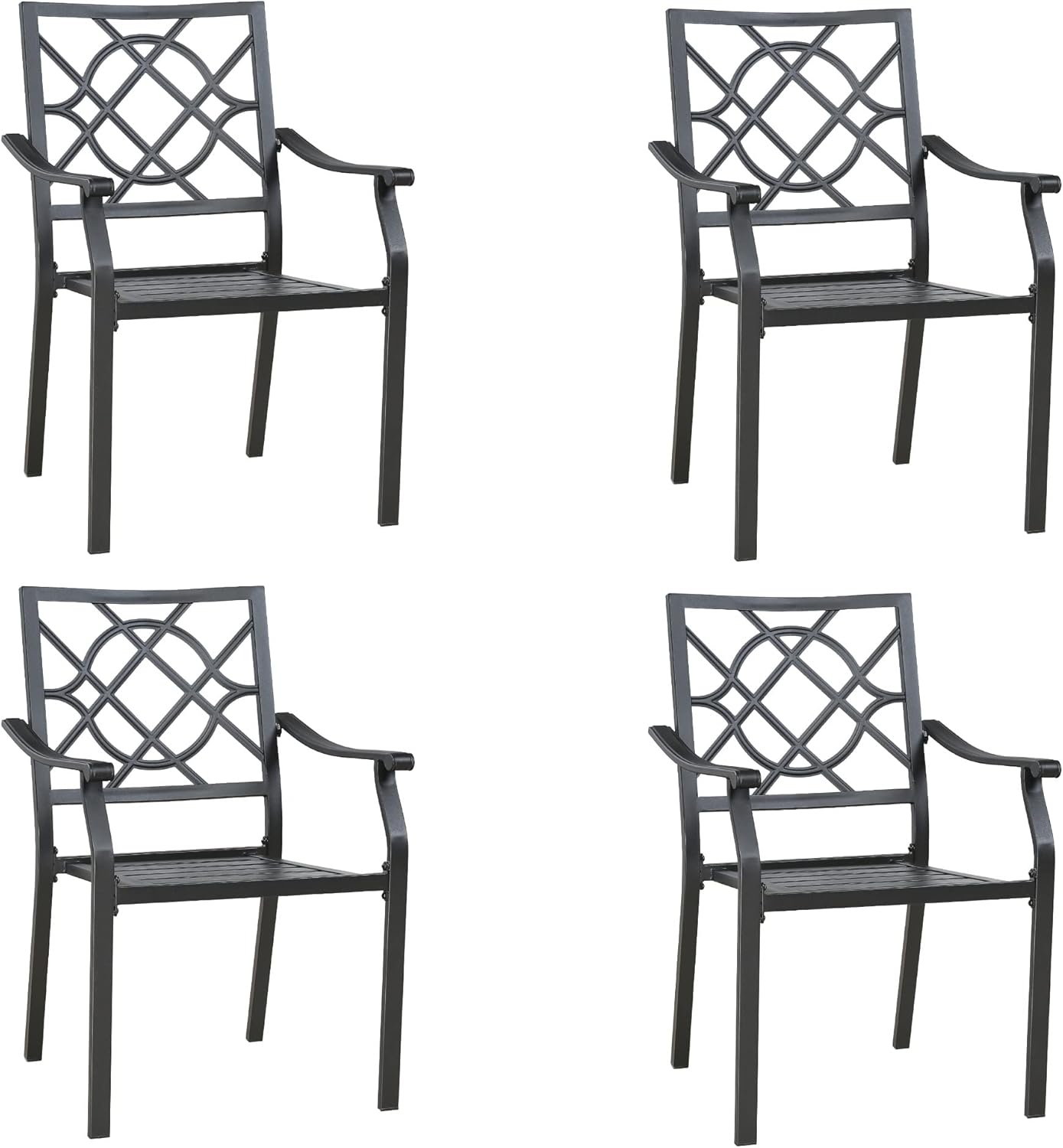 Iwicker Patio Outdoor WeatherResistant Steel Arm Dining