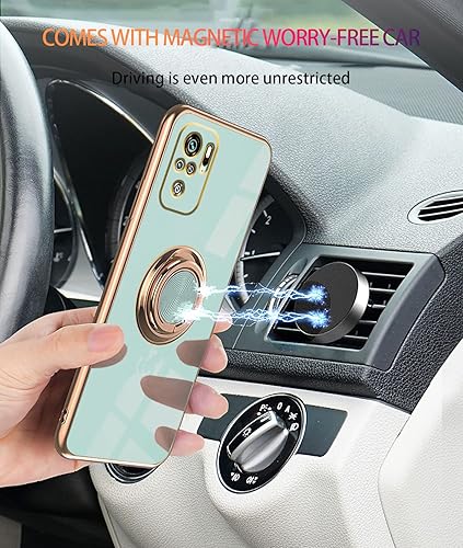 Miniatura 4 de Compatible con Redmi Note 10S Case Ring Holder Magnet Green, Xiaomi Redmi Note 10 0.14 oz Funda de teléfono de silicona a prueba de golpes Placa de