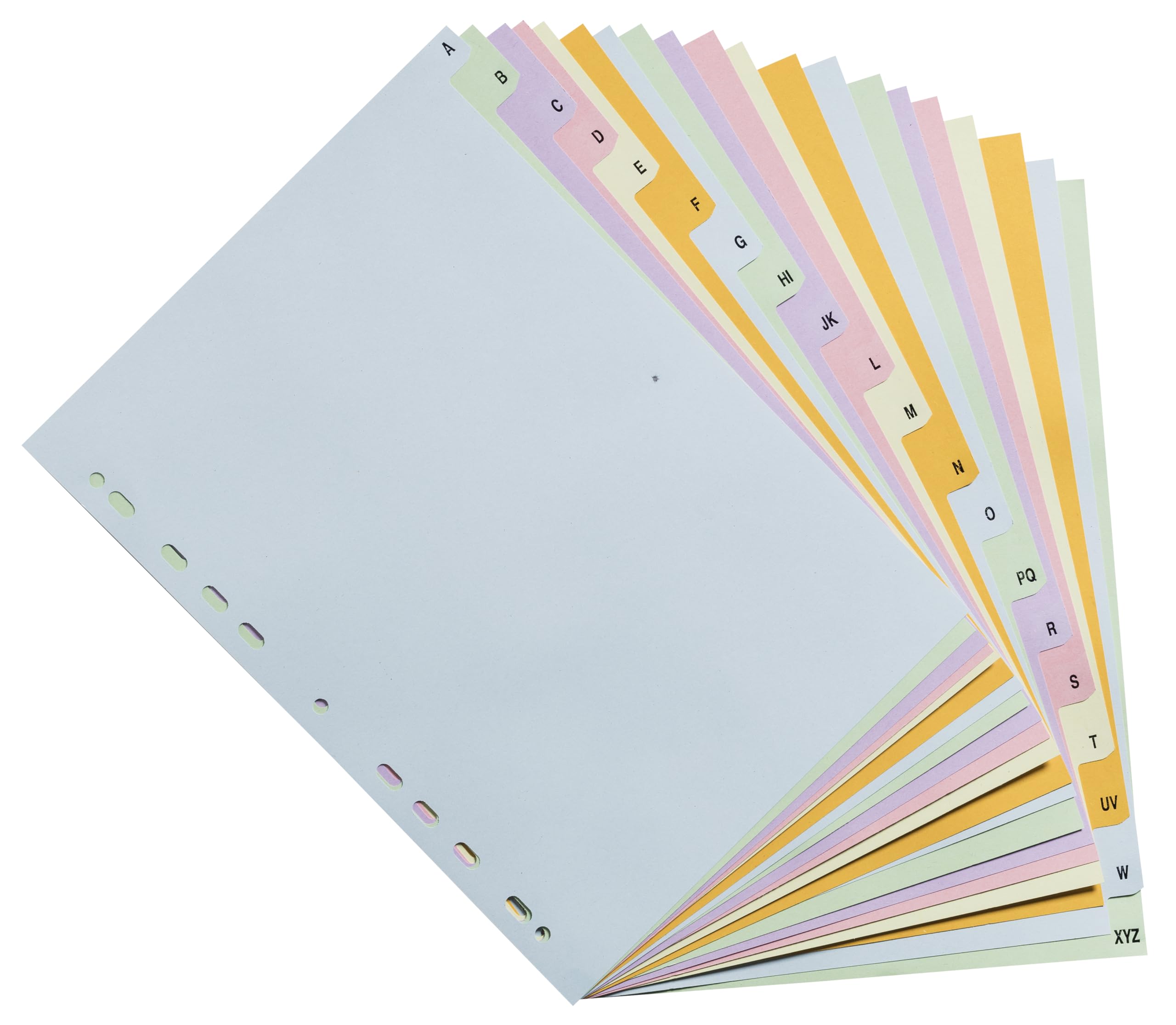 Exacompta - Nr ref. 2621E - Karton 20 pastelowych zakładek kartowych 170g/m2 Forever z 20 klawiszami z nadrukiem alfabetycznym od A do Z - dla A4 - wymiary 22,5x29,7 cm - różne pastelowe kolory