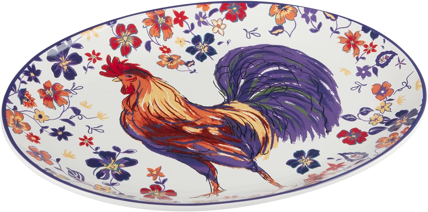 Certified International Morning Rooster Oval Platter, 16" x 12"