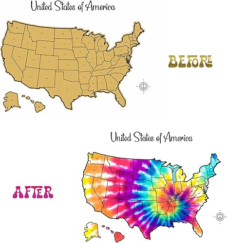 Miniatura 2 de Scratch Off USA Map  Póster de viaje para raspar de Estados Unidos de América  Tie Dye Scratch Off Mapa de Estados Unidos  Mapas gruesos de Estados
