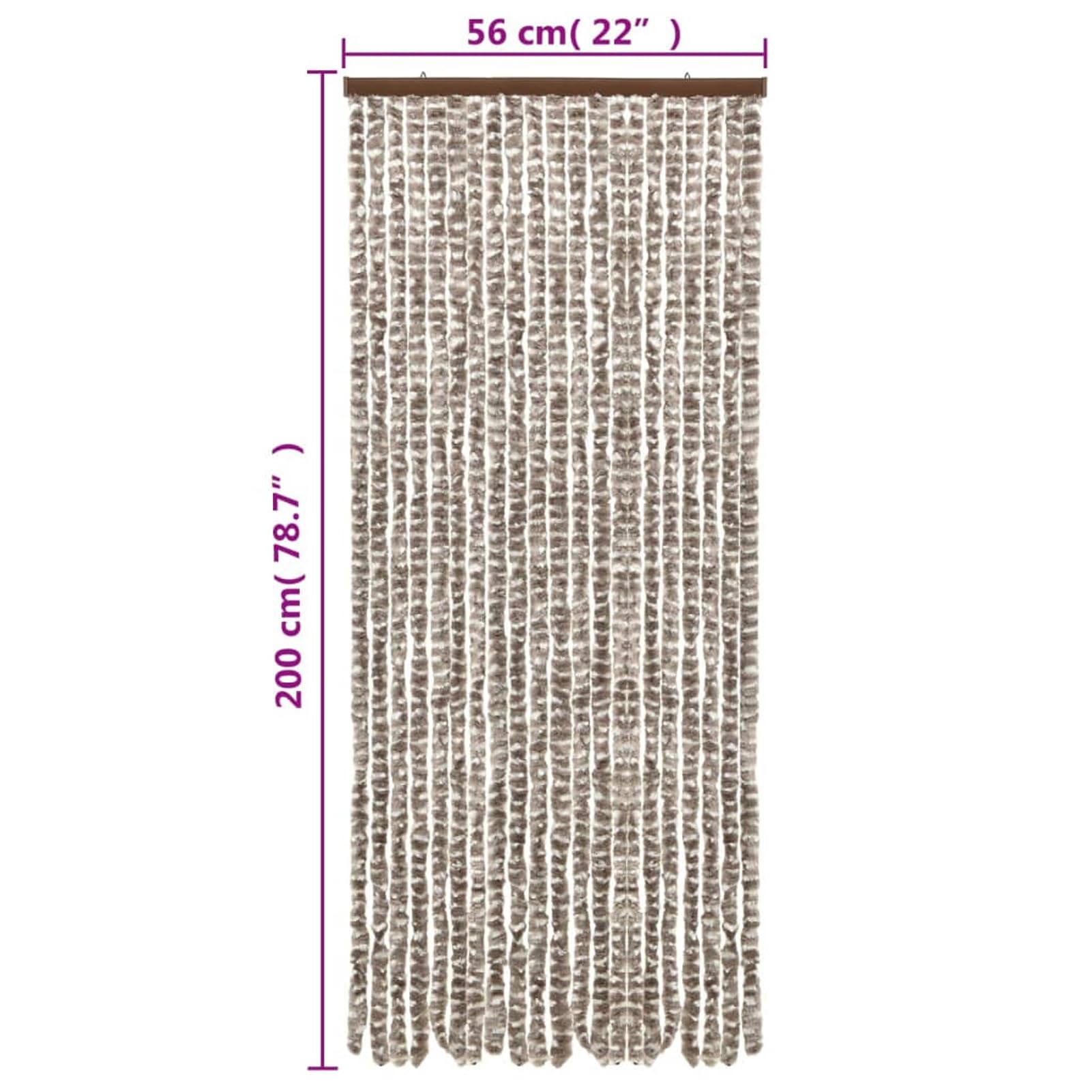 JUDYY Tenda Antimosche Tortora e Bianca 56x200 cm in Ciniglia,Tenda Antimosche per Finestre e Porte Leggera Resistente all'Acqua Silenziosa Zanzariera Antiisetti-377403
