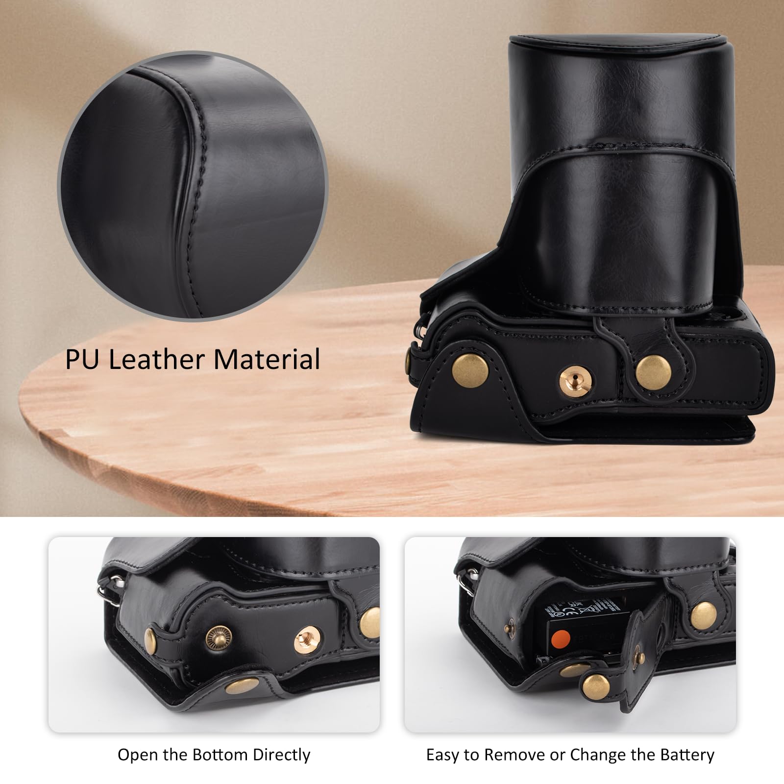 kinokoo Custodia per Fujifilm XT10 T20 XT30 XT30 II XT30 III, custodia protettiva in pelle PU Fuji X-T30 III X-T30 II X-T30 X-T20 X-T10 con obiettivo 16-50 mm e 18-55 mm - con tracolla - Caffè