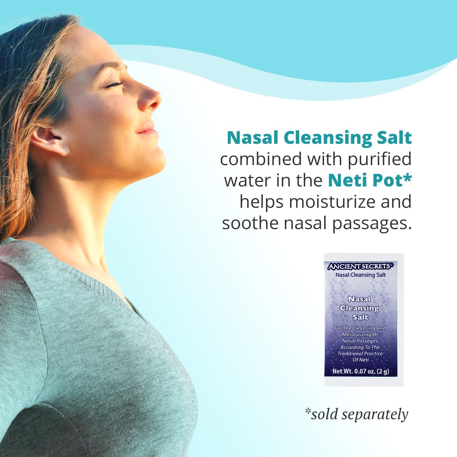 Ancient Secrets Nasal Cleansing Salt, Non-Iodized, 3-Pack – USP-Grade Sodium Chloride, 40 Pre-Measured Packets per Box for Any Neti Pot, Sinus Irrigation System + Bonus Pack
