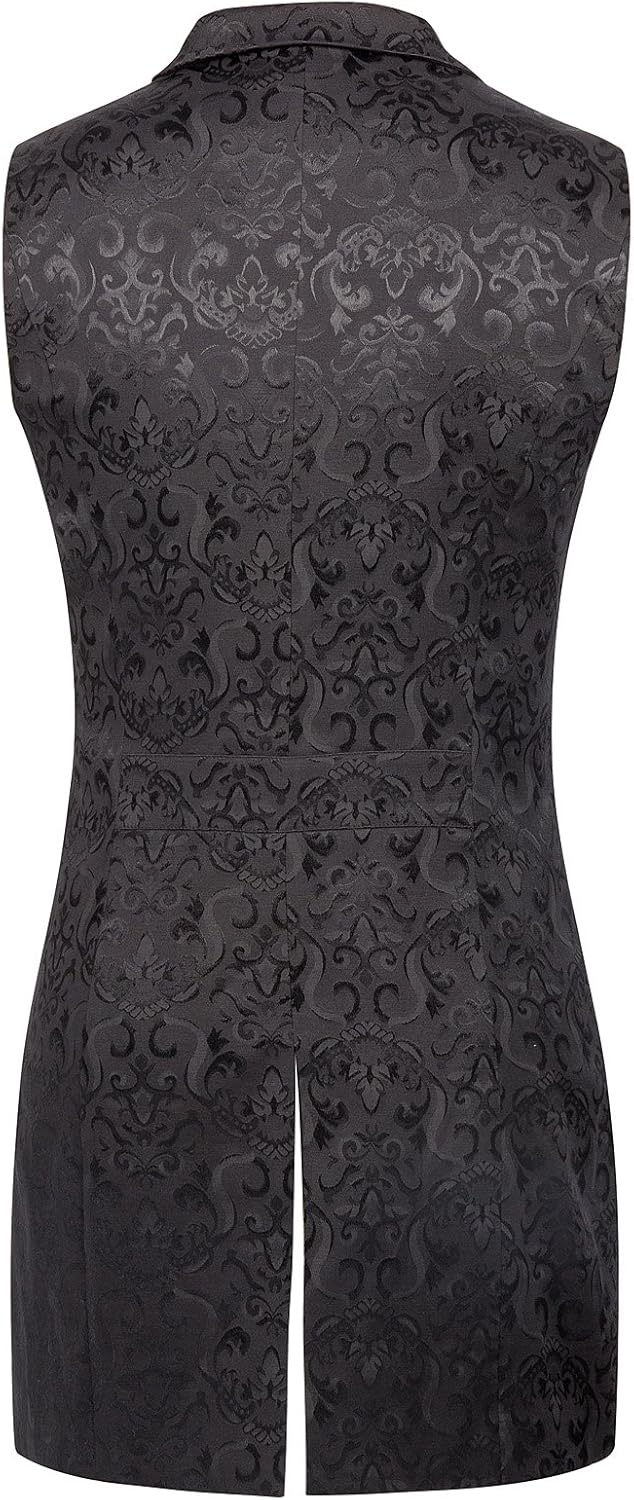 Paul Jones Mens Gothic Steampunk Double Breasted Vest Brocade Waistcoat PJ0081 at  Men’s Clothing store