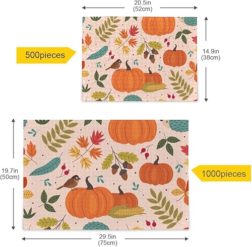 Miniatura 4 de Rompecabezas de calabazas rosas otoñales, rompecabezas de 1000 piezas para adultos, con letras en la parte posterior, divertidos rompecabezas para