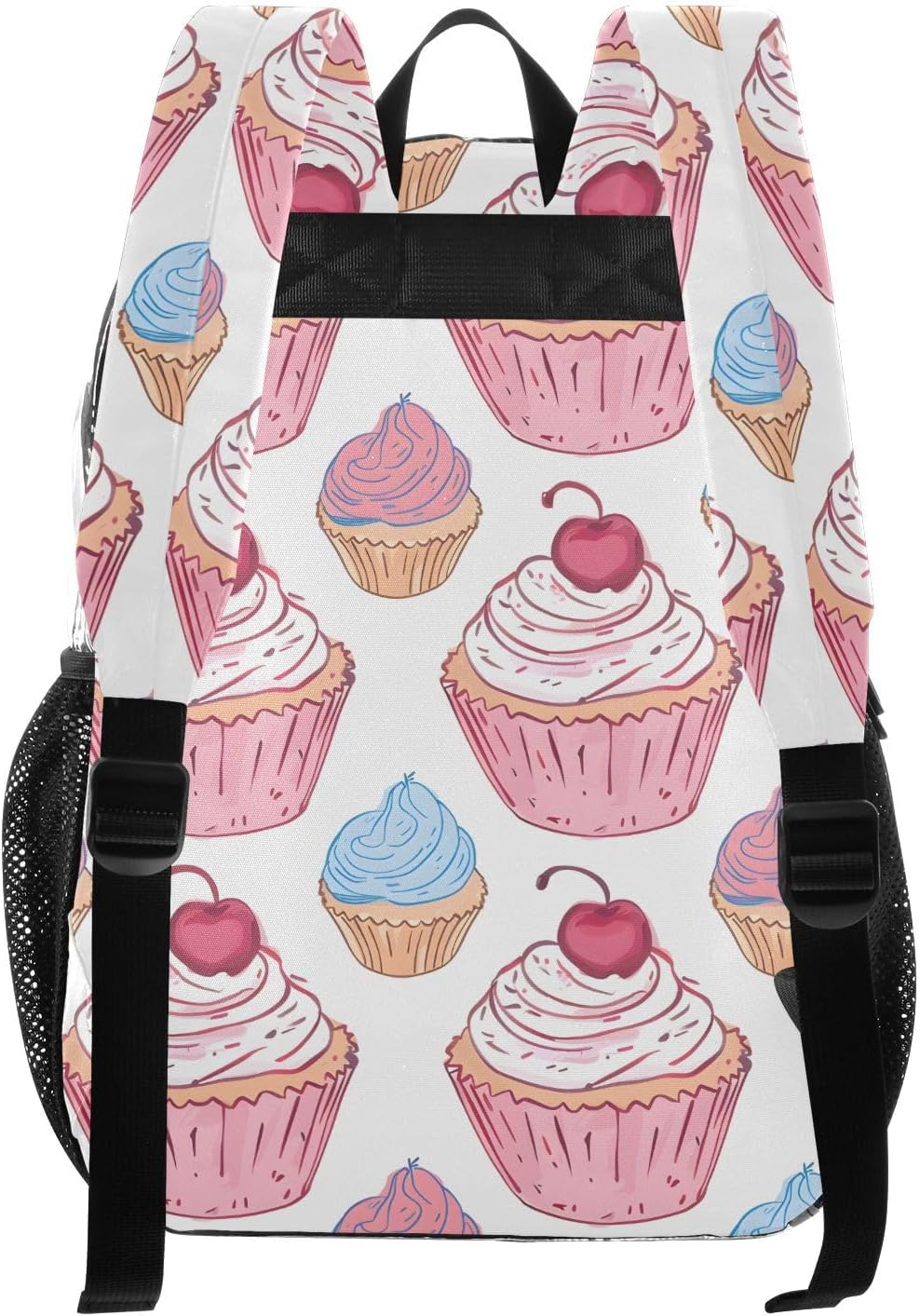 Cupcake Cherry Fruit Stylish Clear Backpack Heavy Duty See Through Transparent PVC BookBag for Kids Boy Girl Adult School Work