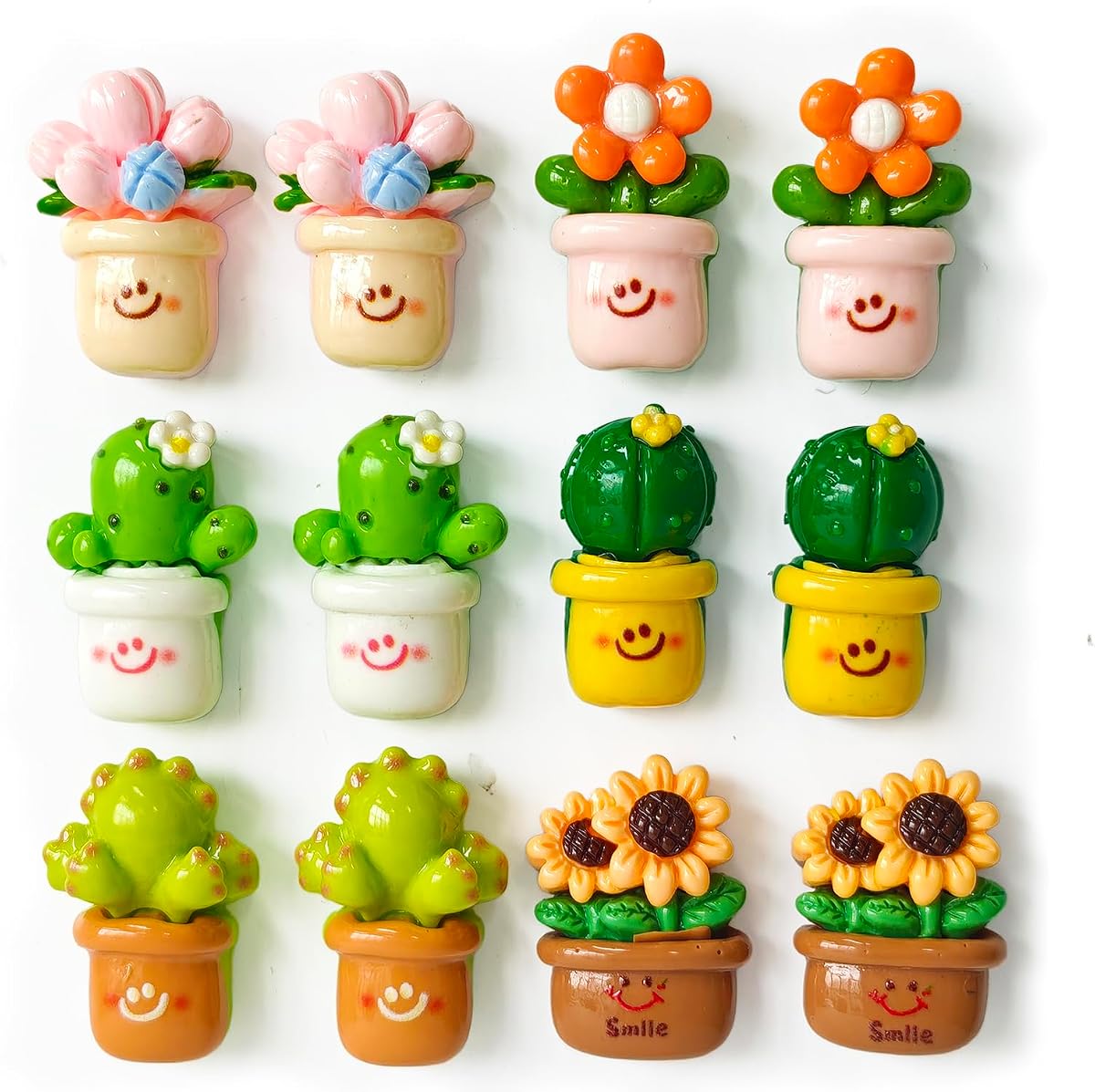 12PCS Small Fridge Magnets Cute Cactus Sunflower Magnet Set