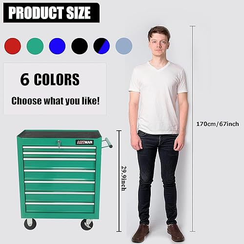 Miniatura 63 de Carro de herramientas de 4 cajones con ruedas, multifuncional, almacenamiento de herramientas, cajones, herramienta rodante, organizador