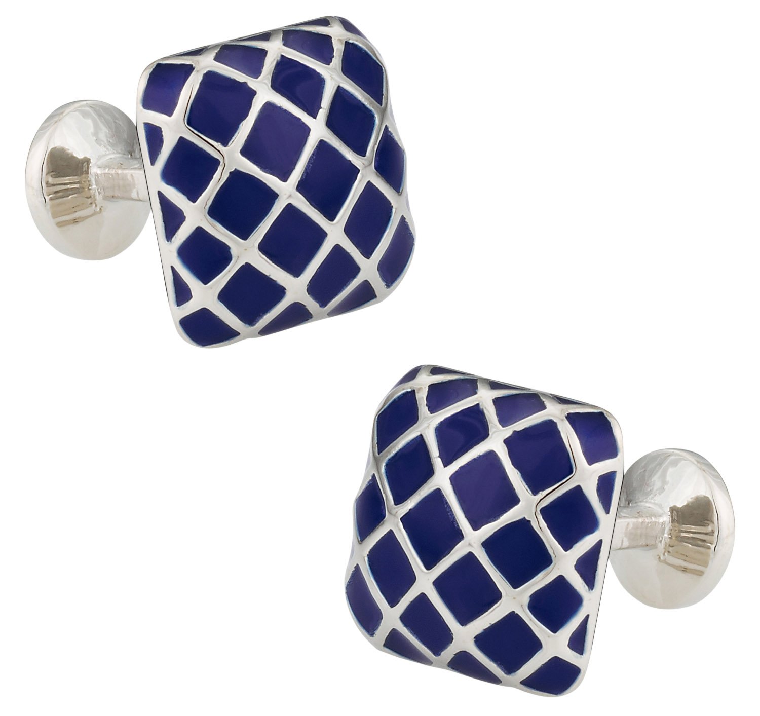Blu fantasia con cupola smalto argento gemelli da Cuff-Daddy