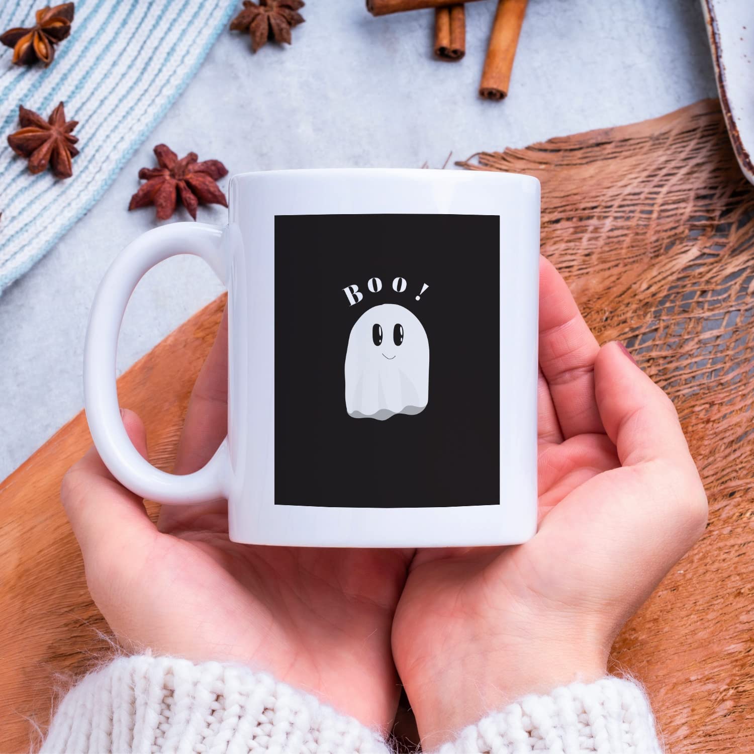 Tazza Da Viaggio Personalizzata Con Fantasma Boo - 473 Ml, Acciaio Inox Isolato, Bianca