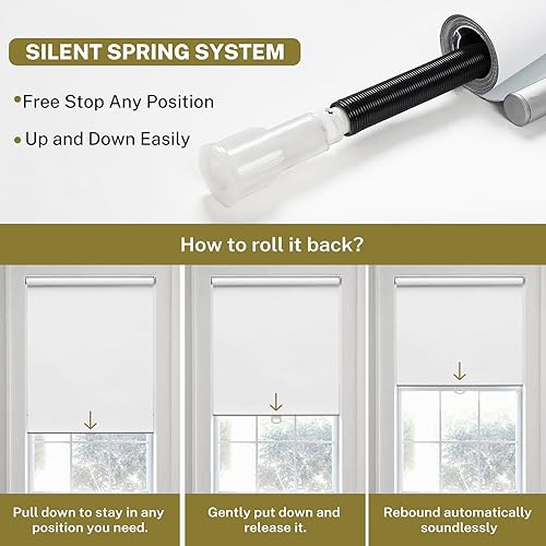 Miniatura 6 de Persianas enrollables sin cordón para ventanas, persianas enrollables con levantamiento de resorte con aislamiento térmico para el hogar, oficina,
