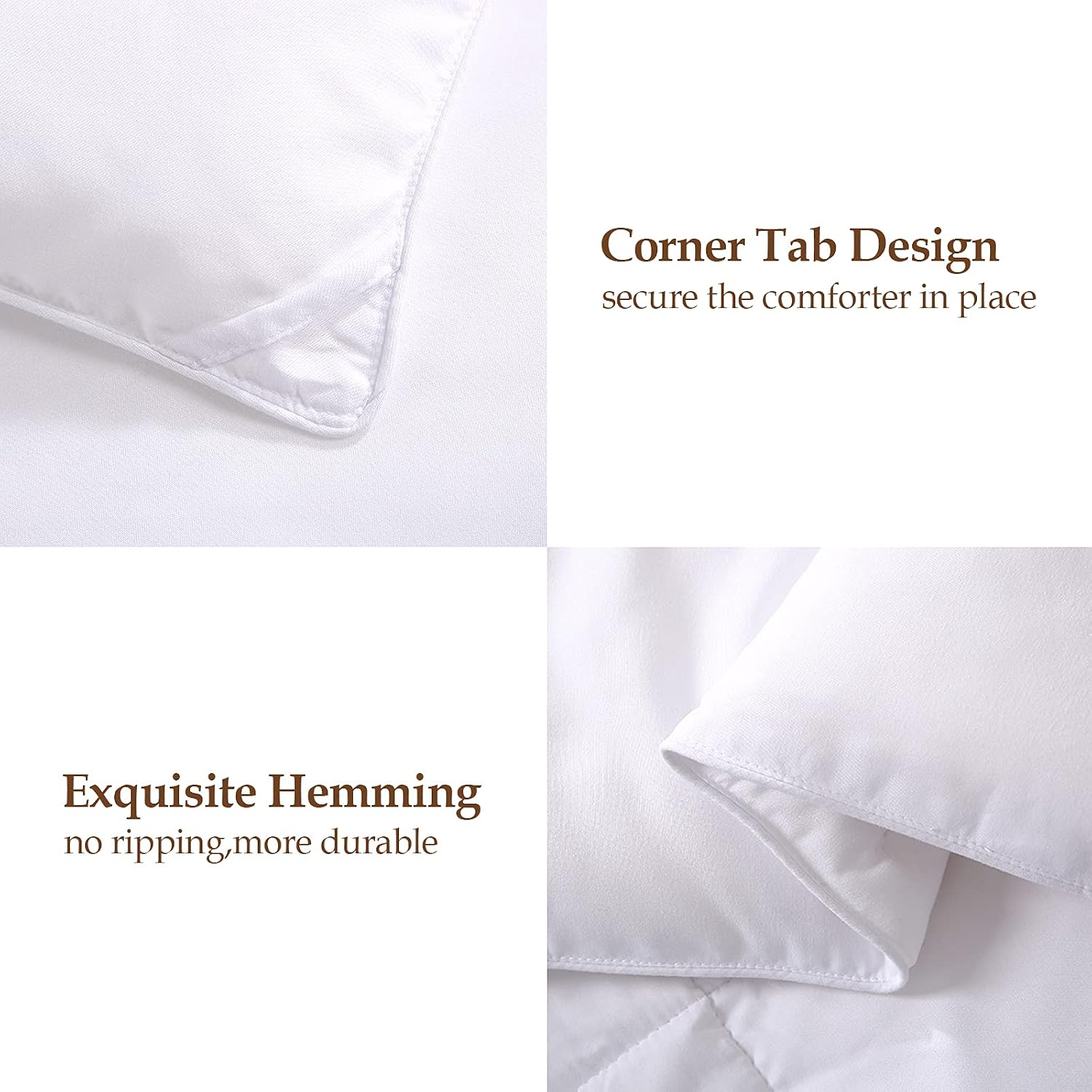 COOSLEEP HOME All Season Oversized Queen Down Alternative Comforter with Corner Tabs-Soft Quilted Duvet Insert- Winter Warm Comforter-Machine Washable Fluffy(White) 98x98 Inch