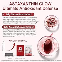 Vista 6 de Premium Astaxantina 12 mg, 120 cápsulas blandas Suplemento antioxidante natural para ojos, articulaciones y salud de la piel, fuente de microalgas