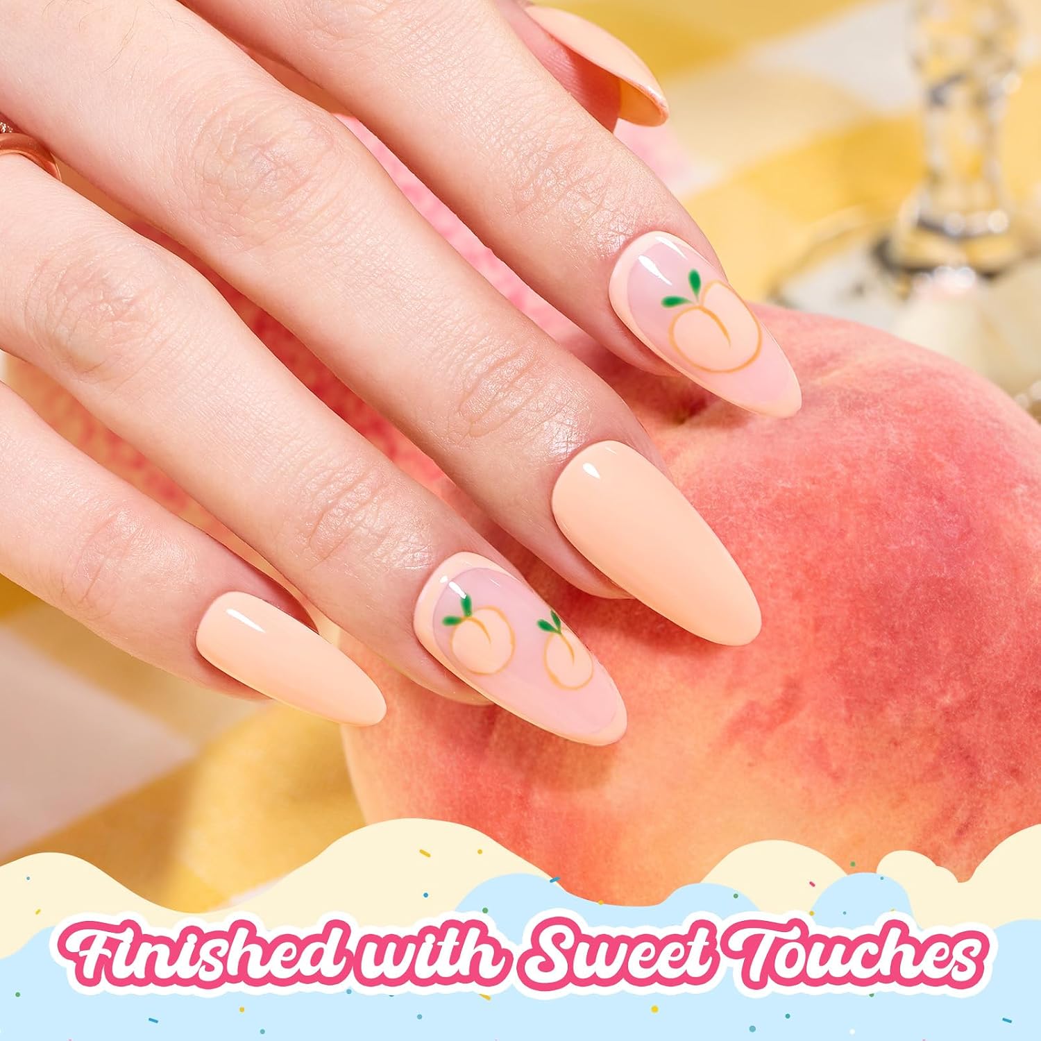 Beetles Peach Gel Nail Polish - Taste of Summer Sweetie Peach Pastel Orange Coral Gel Polish, Same Color Bottle, Soak Off UV LED Lamp Pastel Nail Art, Long-Lasting Manicure Salon DIY Summer Nails