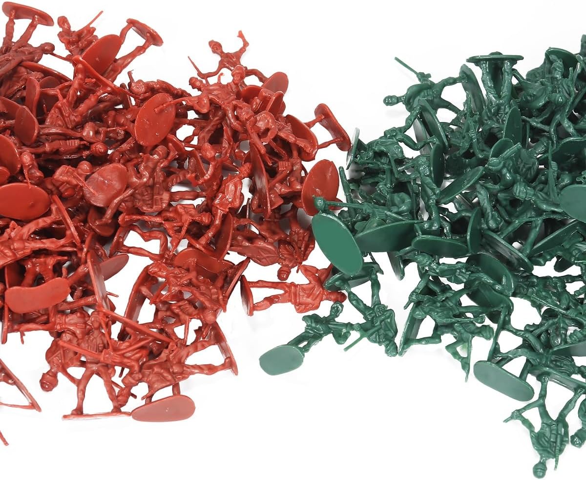 200PCS Red and Green Army Men Toy Soldiers, Plastic Army Men Action Figures Plastic Soldiers 12 Poses for Boys Birthday Gift