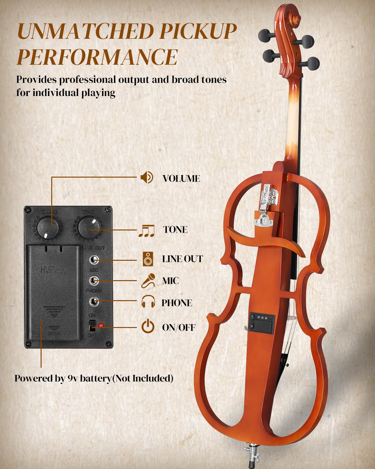 Amazon.co.jp: Ktaxon 4/4 エレクトリックチェロ フルサイズ
