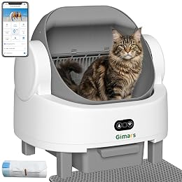 Gimars Open Top Design Self Cleaning Litter Box, Automatic Cat Litter Box for Multiple Cats & Senior Cats, App Control with Safety Sensors, Low Odor, Includes Trash Bags & Litter Mat