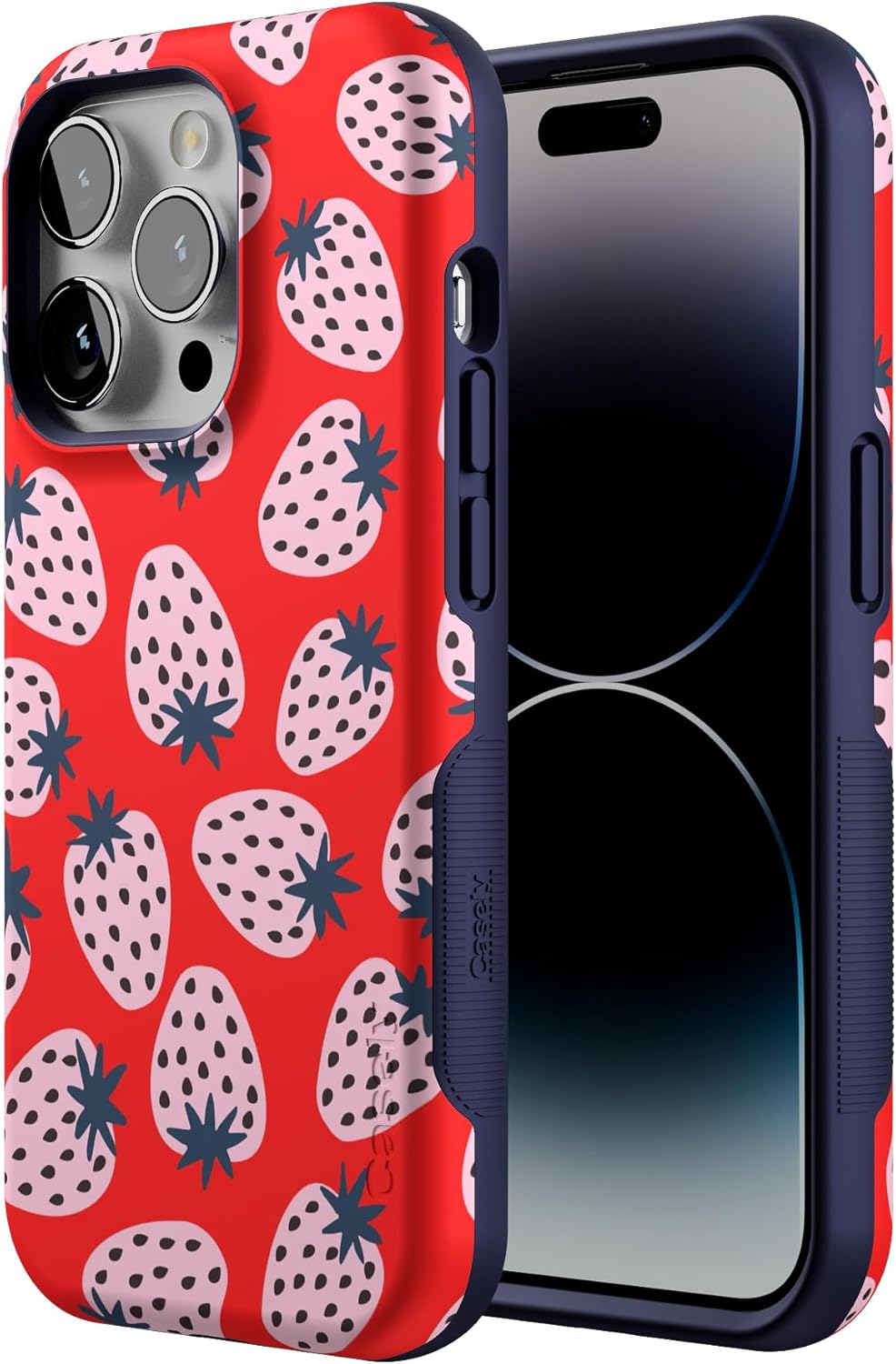 Casely iPhone 14 Pro Case | I'd Pick You | Red Strawberry | Bold Protective Design | Compatible with MagSafe