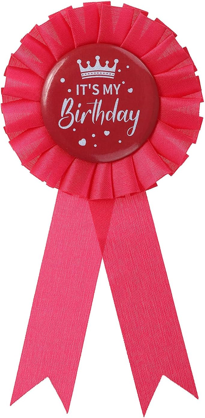MECCANIXITY It's My Birthday Ribbon Birthday Badge Pin Tinplate Brooch Pin for Women Men Birthday Party Decorations, Purple