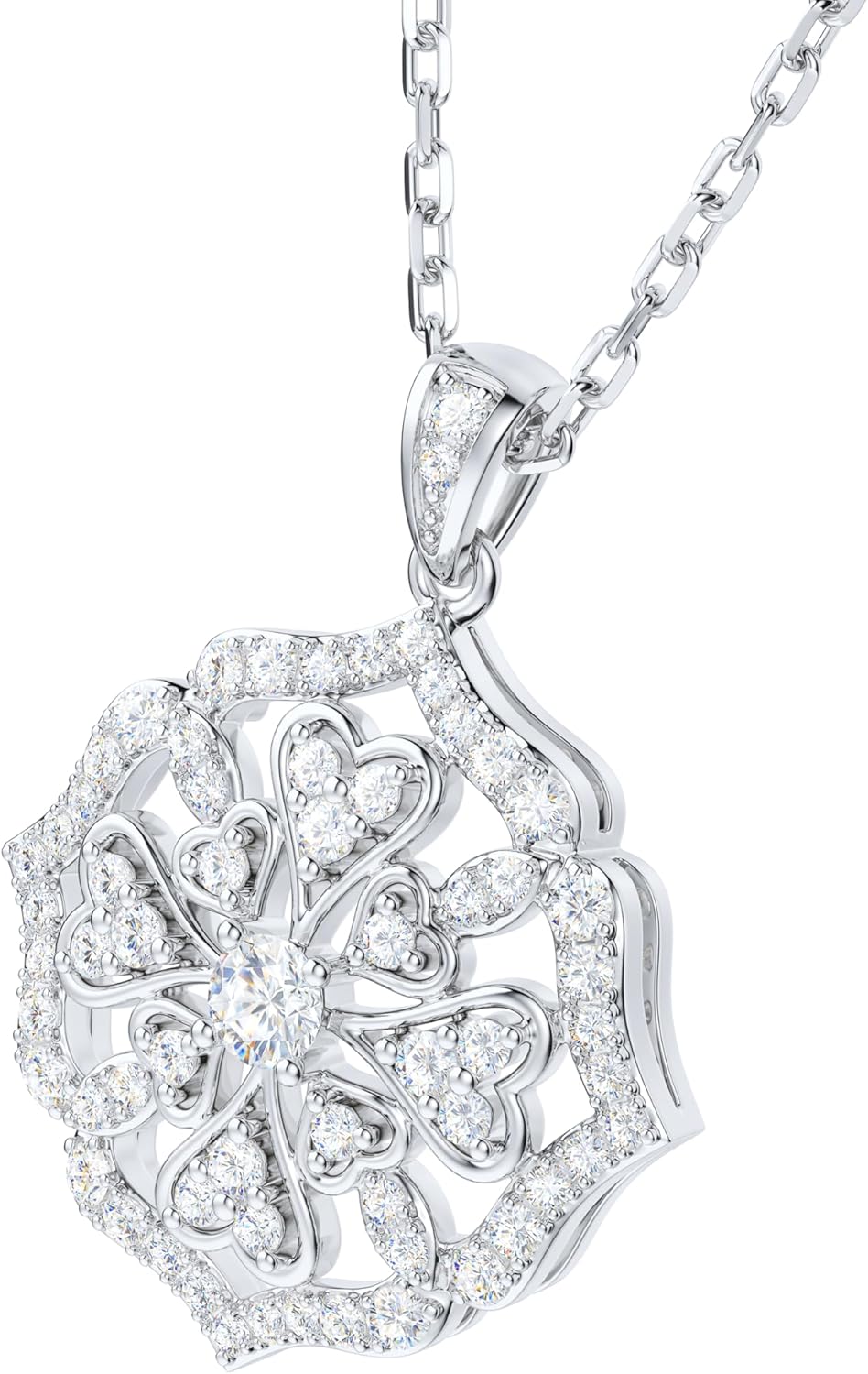 THELANDA Genuine Moissanite Sterling Silver Vintage Classic Clover Cross Flourish Pendant Necklace, Adjustable 18-20 Inch Chain with Lobster Clasp, Elegant Jewelry Gift for Women - Image 2
