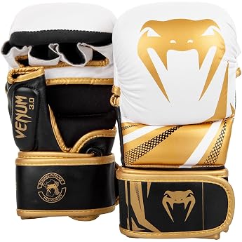 VENUM Sparring Gloves Challenger 3.0 - Challenger/Sparring Gloves (White/Black/Gold, S)