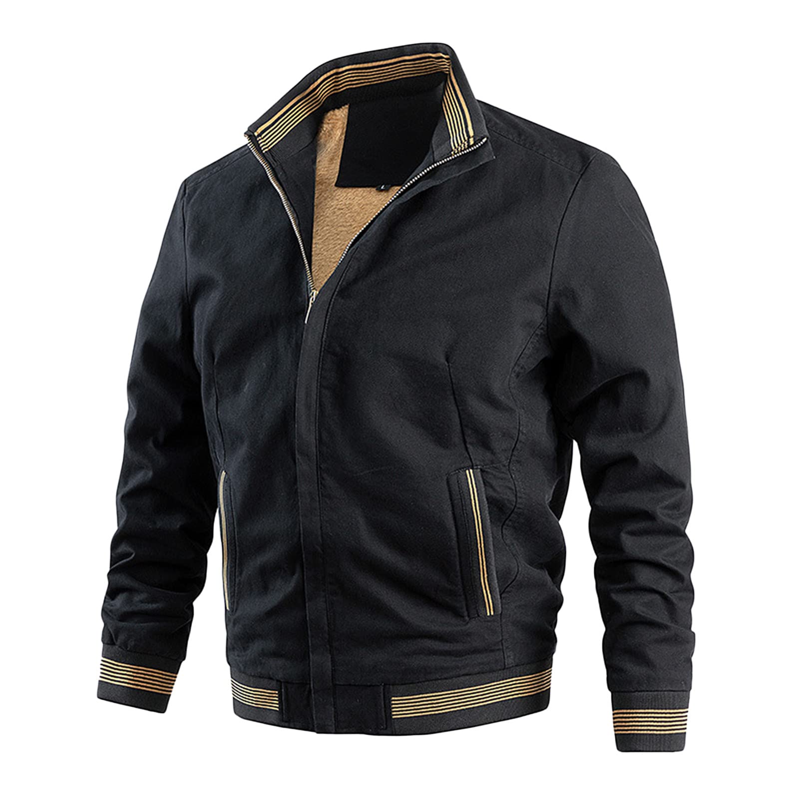 Generisch Sportjacke Herren Freizeit Sports Top Plus Samtasche mit Reißverschluss Stehkragen Jacke Bluse