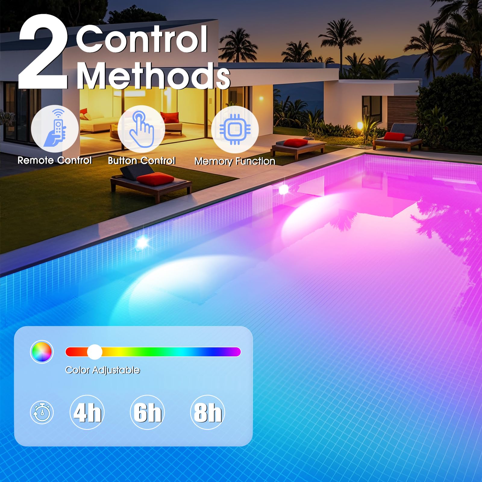DeeprBetter Luces Piscina Sumergibles con Control Remoto, Recargable Luz Piscinas LED Bateria con 9 Modos Iluminación, IP68 Luces para Piscina Bajo el Agua, Luz Piscinas Sumergible sin Cable para Spa