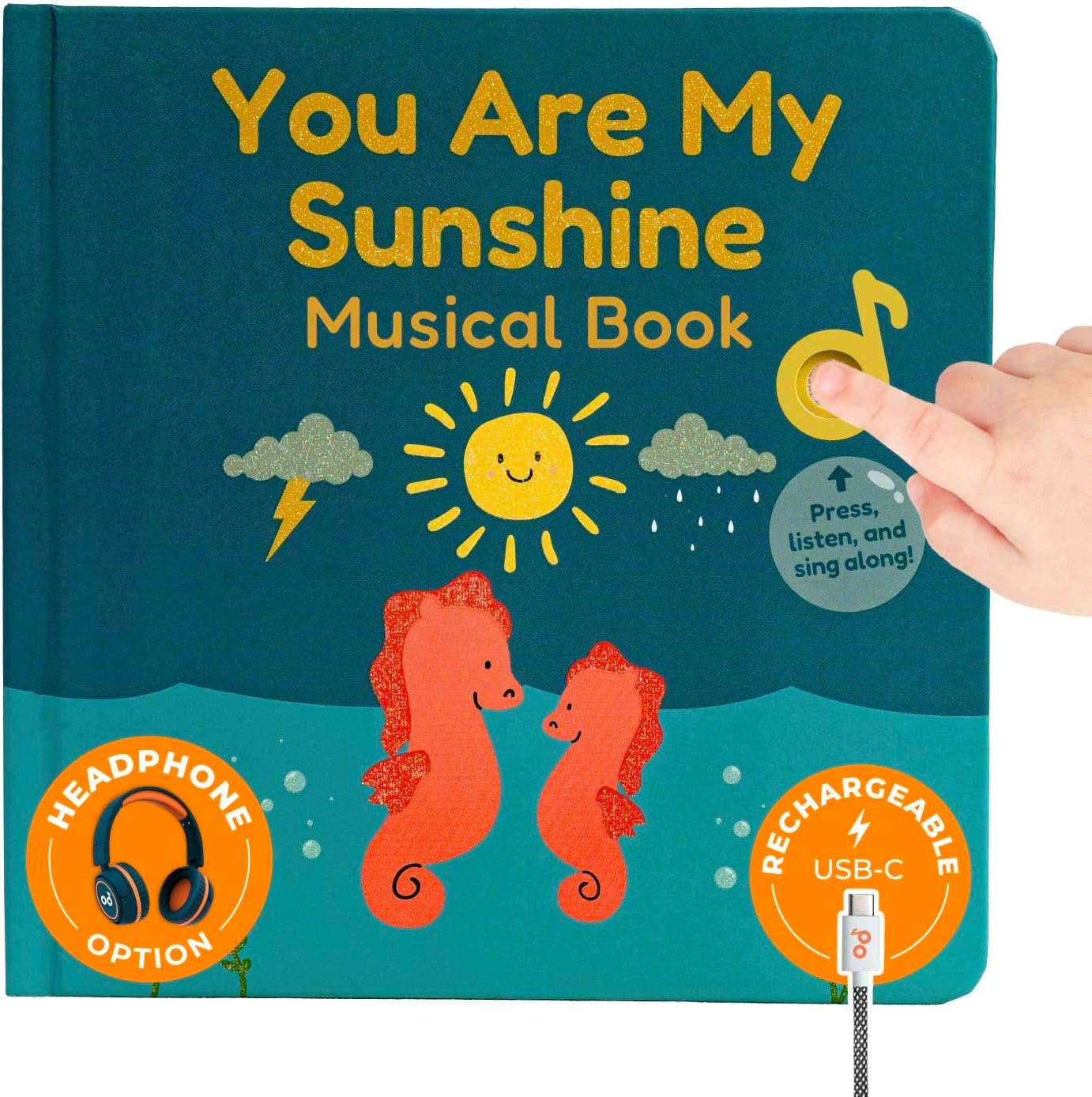 You are My Sunshine Music Book Toddlers 1-3 Years Old - Nursery Rhymes Musical Book, Headphone Jack, Interactive Baby Sound Book