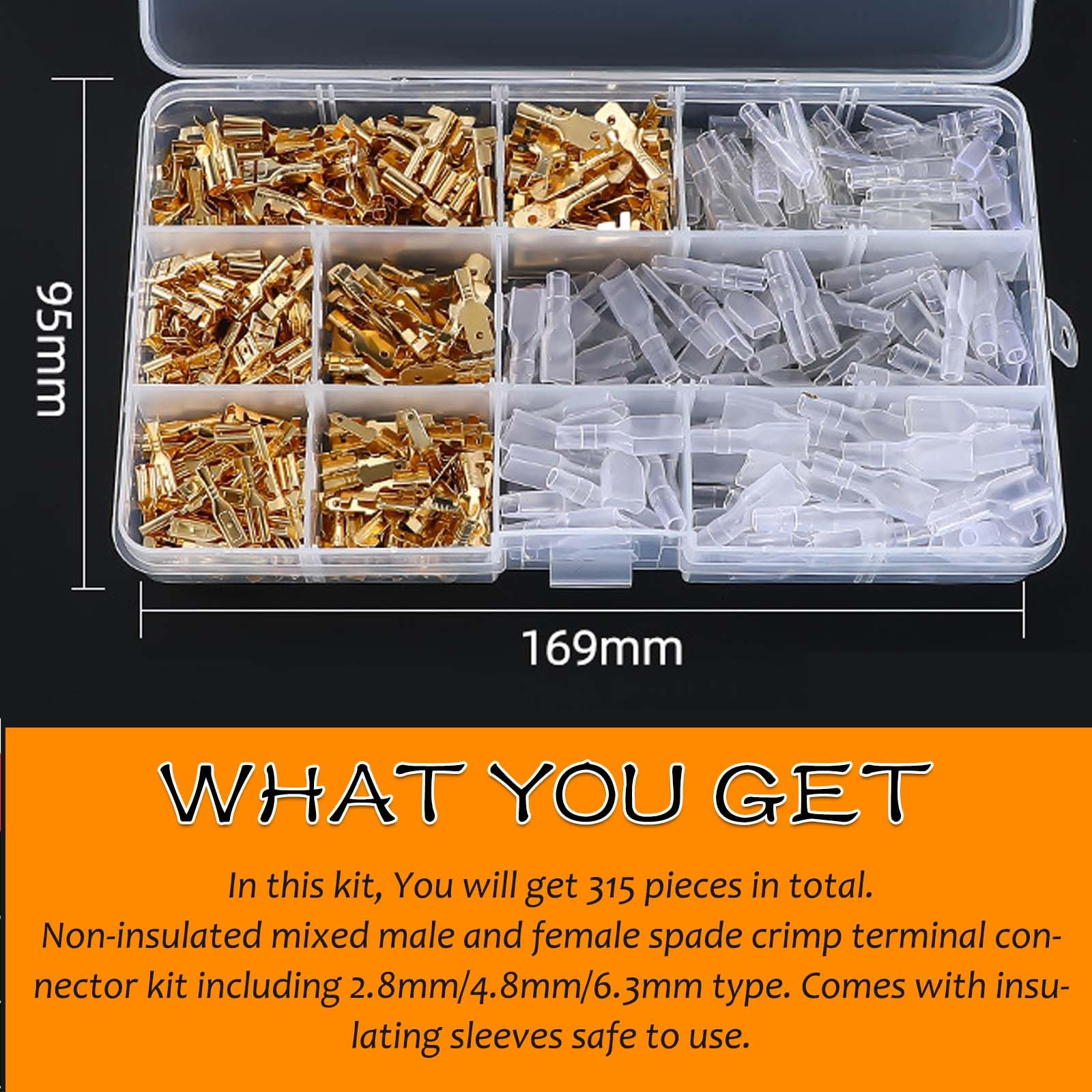 Kit Connettori Elettrici 315 Pezzi - Terminali A Crimpare Per Cavi Auto, Maschio E Femmina - Foto 13