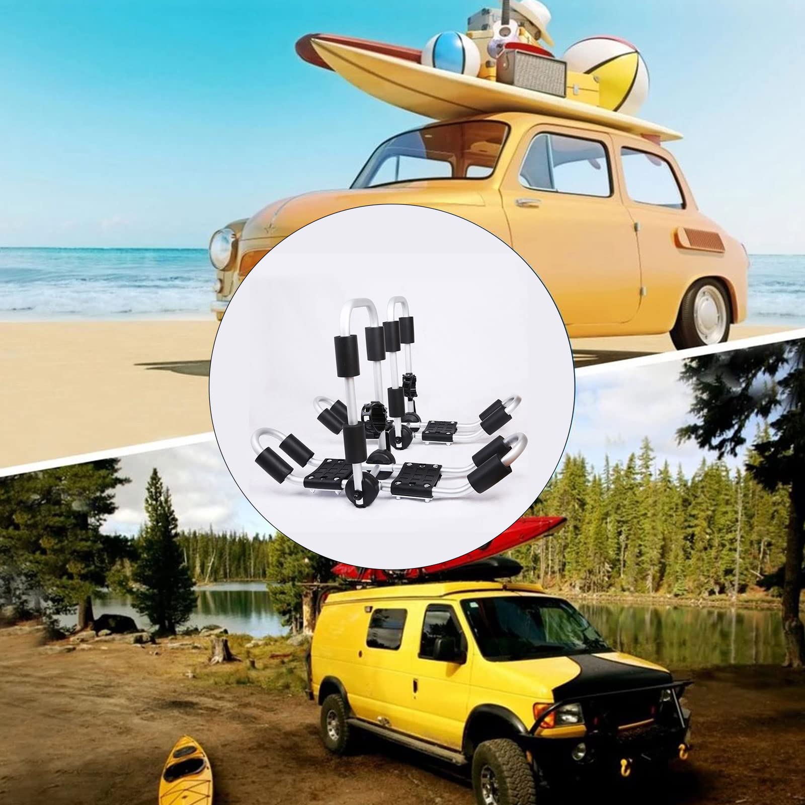 Portaequipajes plegable para kayak, barco, kayak, canoa, portaequipajes de techo plegable bilateral estilo J, soporte doble ligero para kayak, soporte de techo para tabla de esquí en coche, camión y