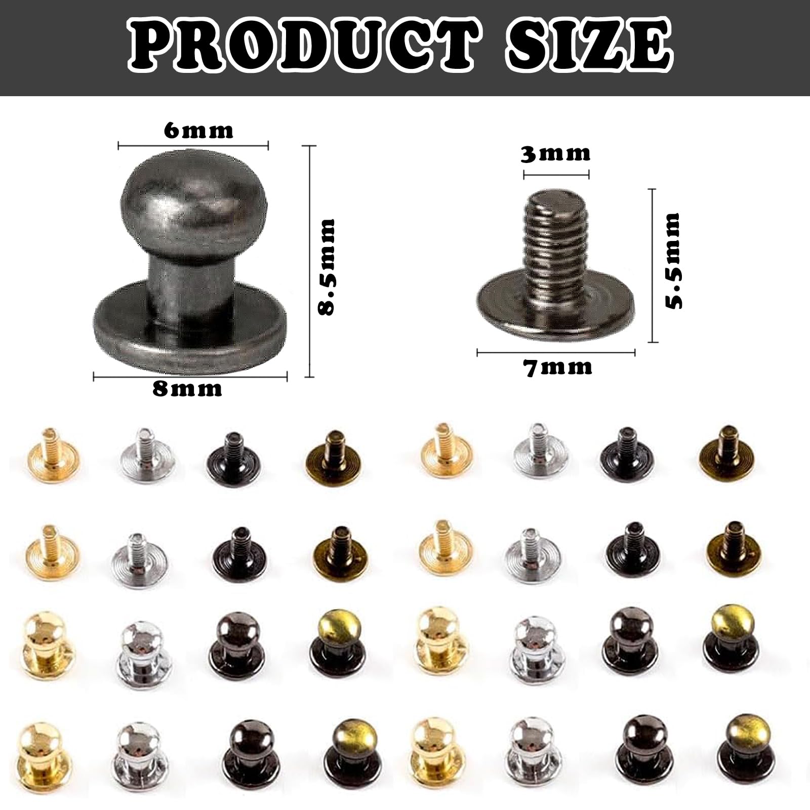 QUARKZMAN Leder Nieten 100 Set - 7mm Pink Metall Nieten Für DIY Lederarbeiten