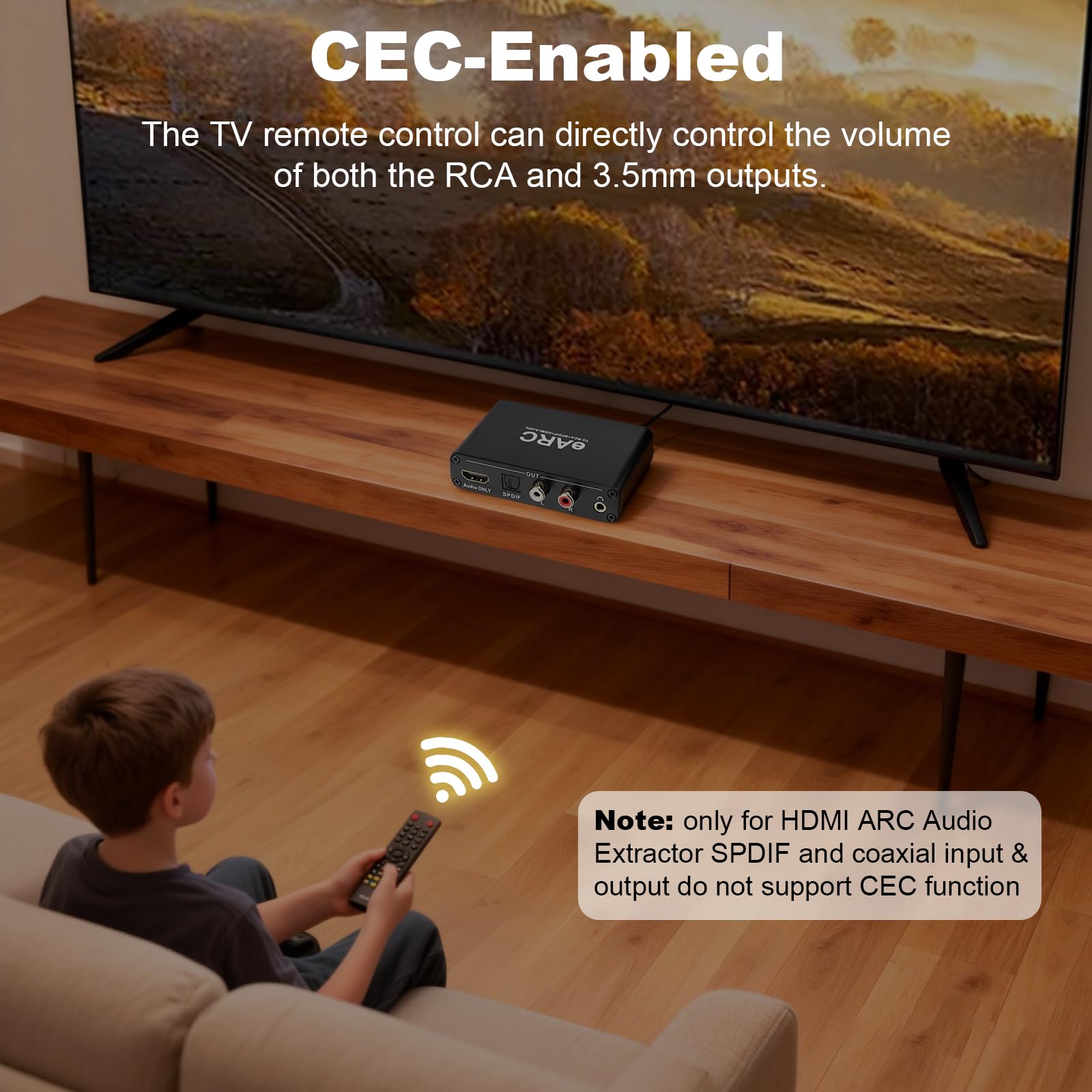 Extractor de audio eARC/ARC, Convertidor Digital-Analógico de 192 KHz, compatible con CEC, Salidas Óptica/HDMI/RCA/Estéreo de 3,5 mm, para Televisores de Alta Definición