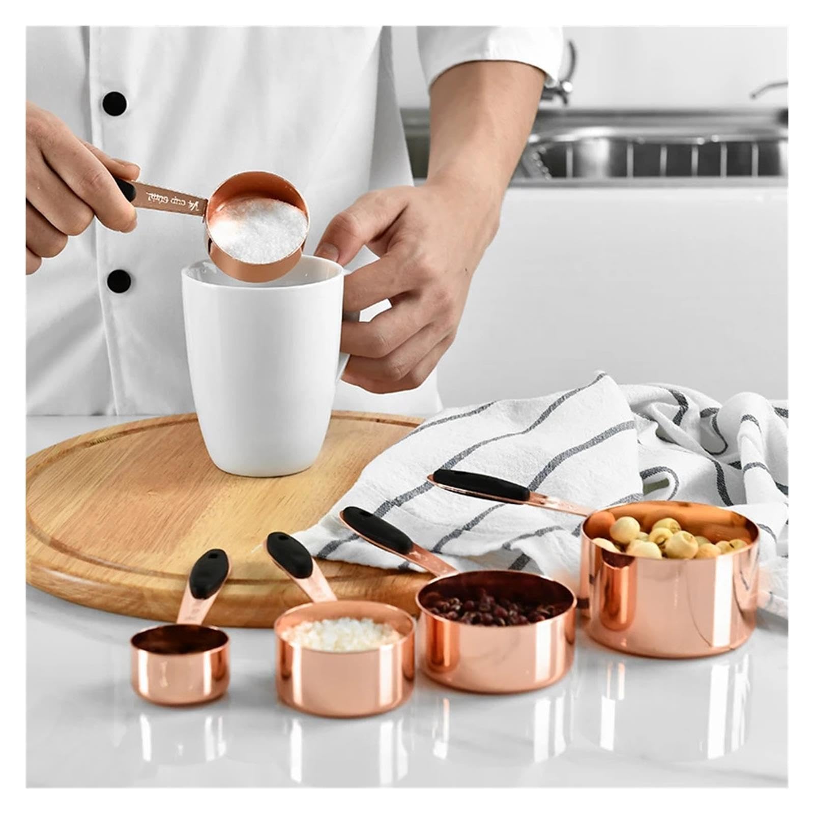 Set de tasses à mesurer, 5/10PCS acier inoxydable, or rose