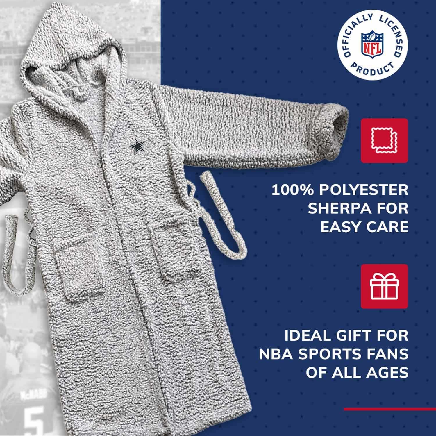 Northwest NFL unisex Nfl Plush Hooded Robe With Pockets - 100% Polyeste