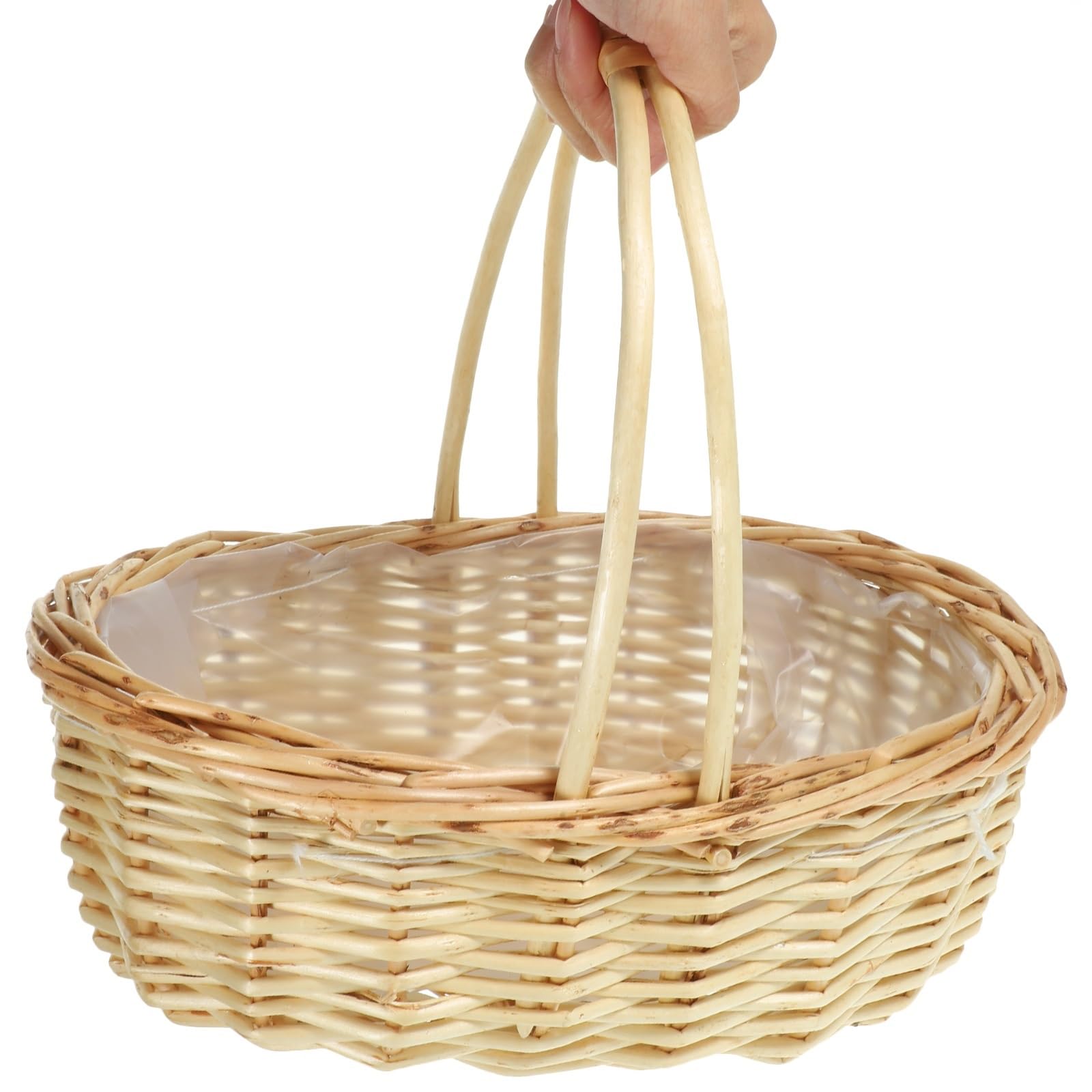 Cestas de frutas Cesta de mimbre portátil for frutas, cesta tejida for Picnic, almacenamiento con asa, cestas prácticas tejidas mano