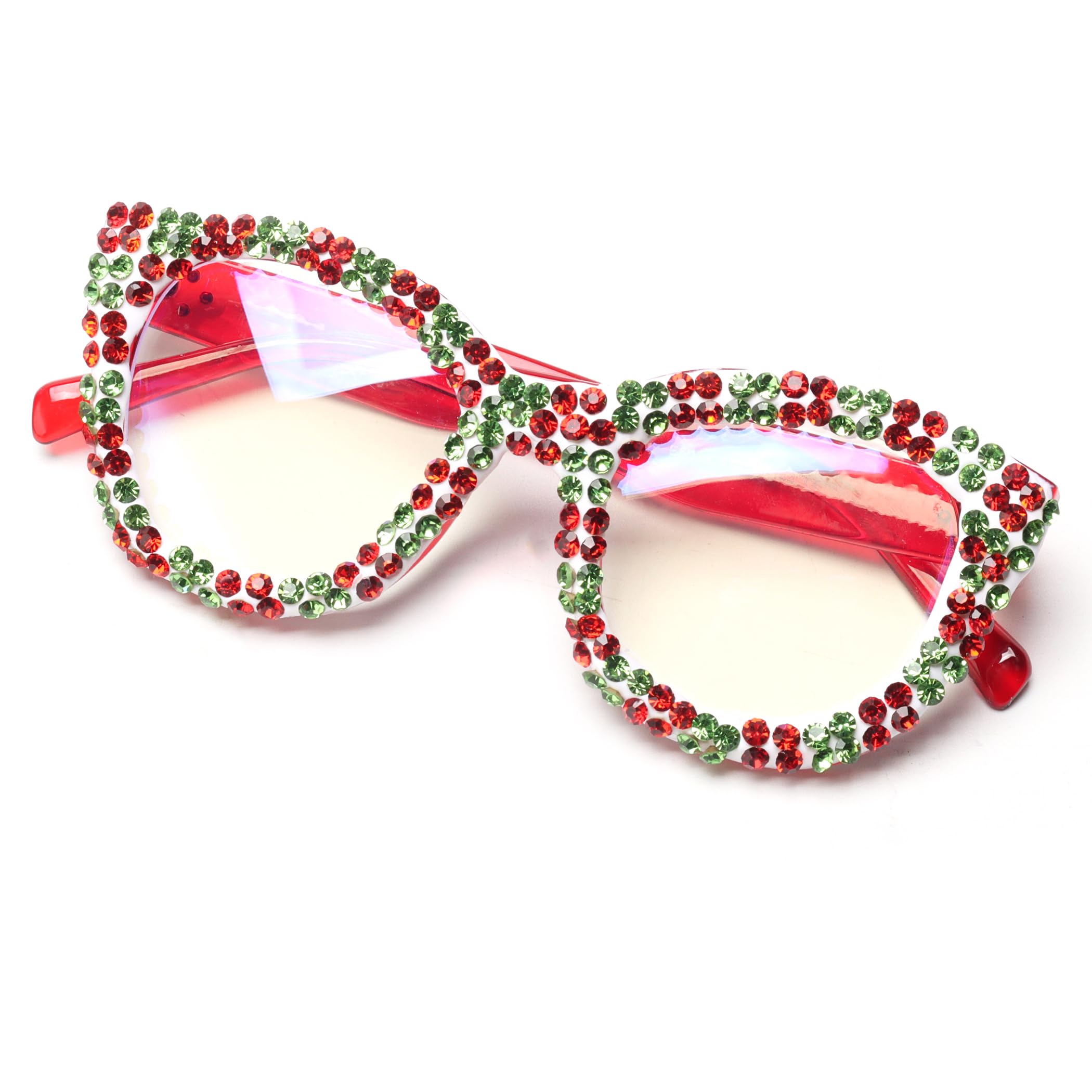 bullabulling Oversized Christmas Bling Rhinestone Reading Glasses for Women Christmas Party Ladies Readers