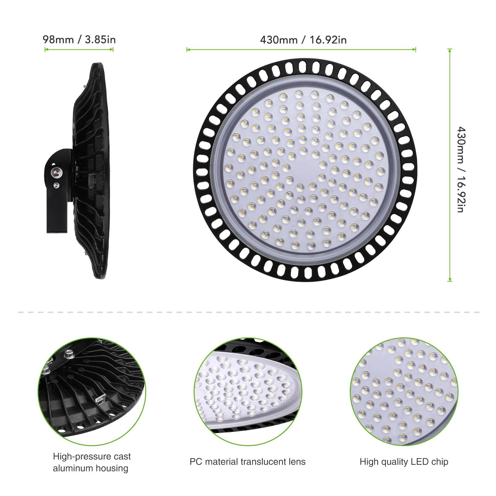 500W UFO LED High Bay Light 6000-6500K Cool White LED Workshop Light Ultra Thin Factory Warehouse LED Industrial — view 9